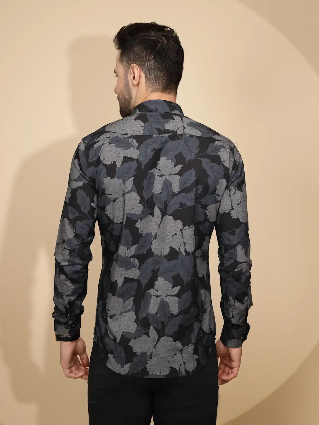 Black Cotton Regular Fit Shirt For Mens - Global Republic