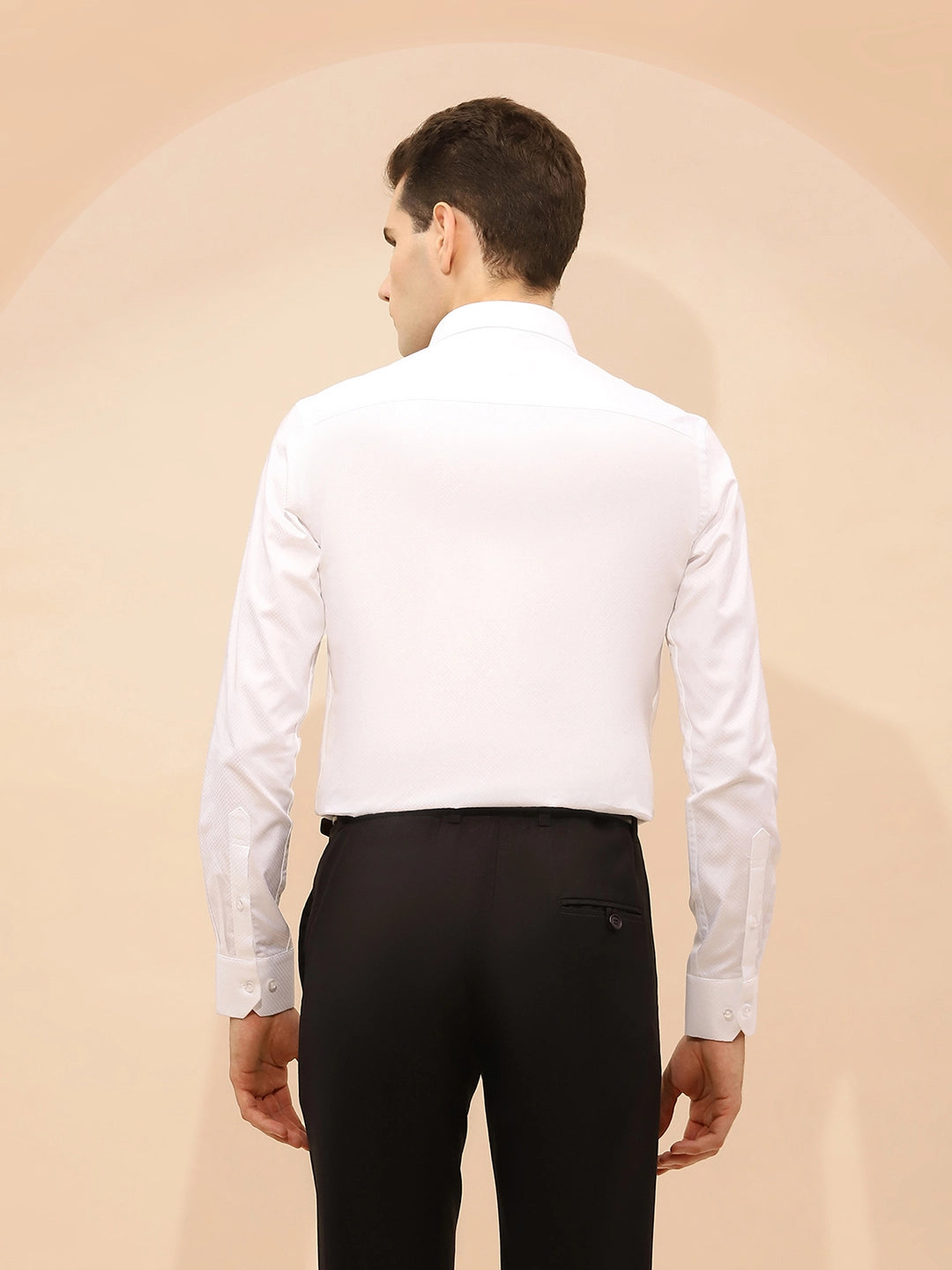 White Tailored Fit Cotton Blend Shirt - Global Republic