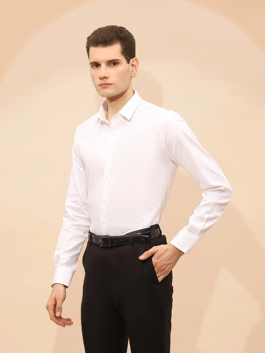 White Cotton Blend Shirt - Global Republic