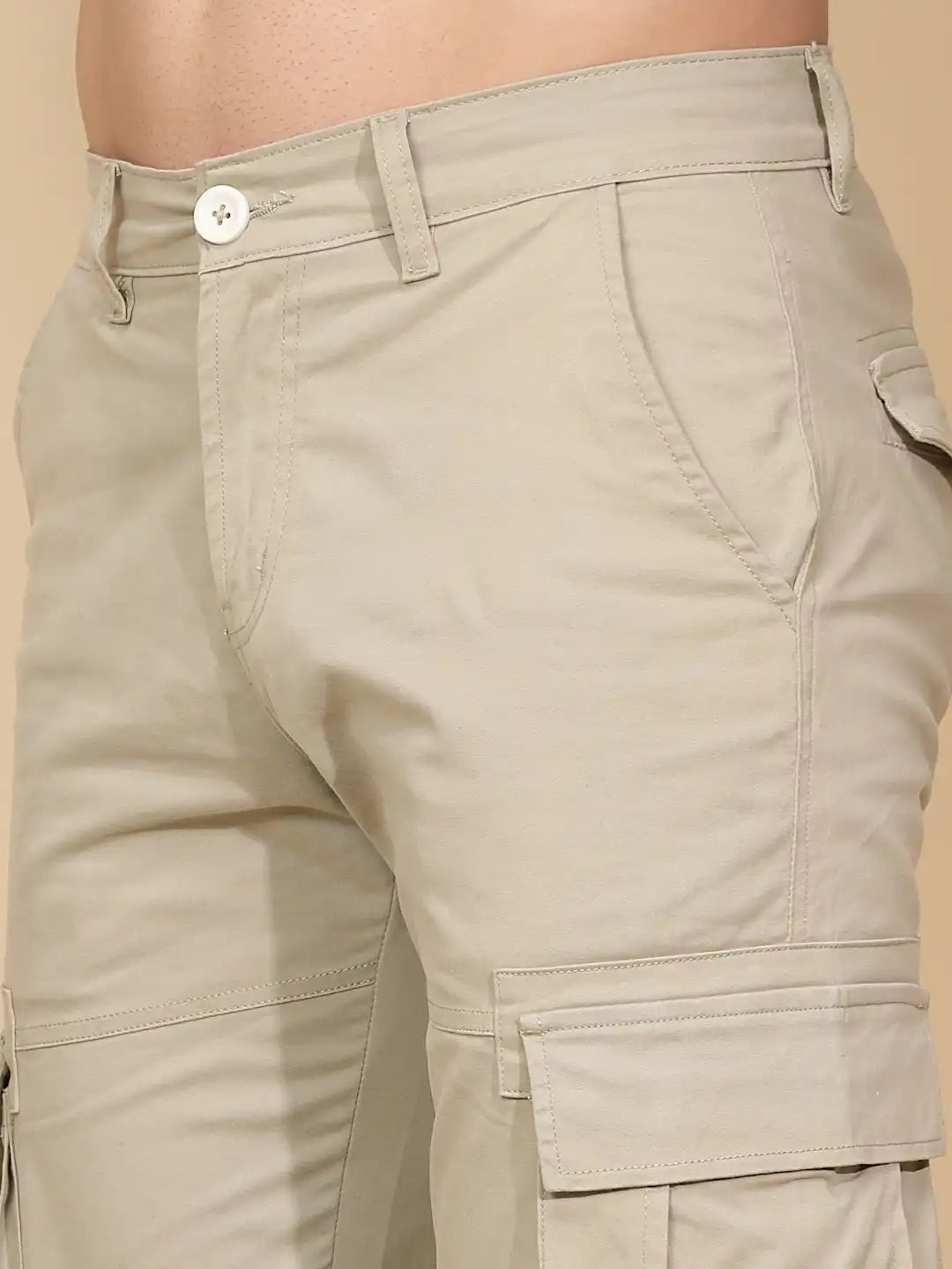 Pista Green Cotton Blend Regular Fit Cargo For Men - Global Republic