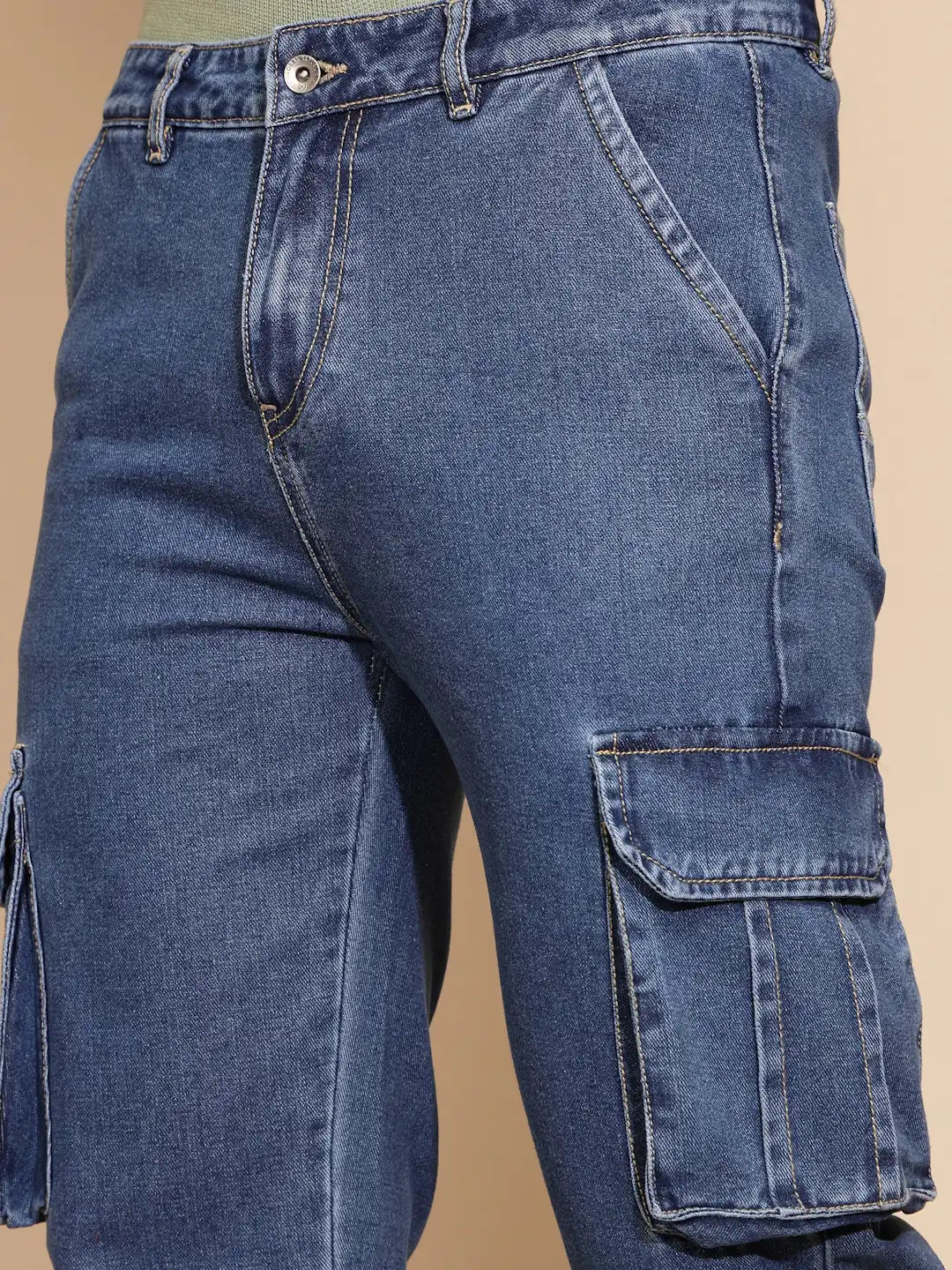 Blue Cotton Blend Cargo Pant - Global Republic