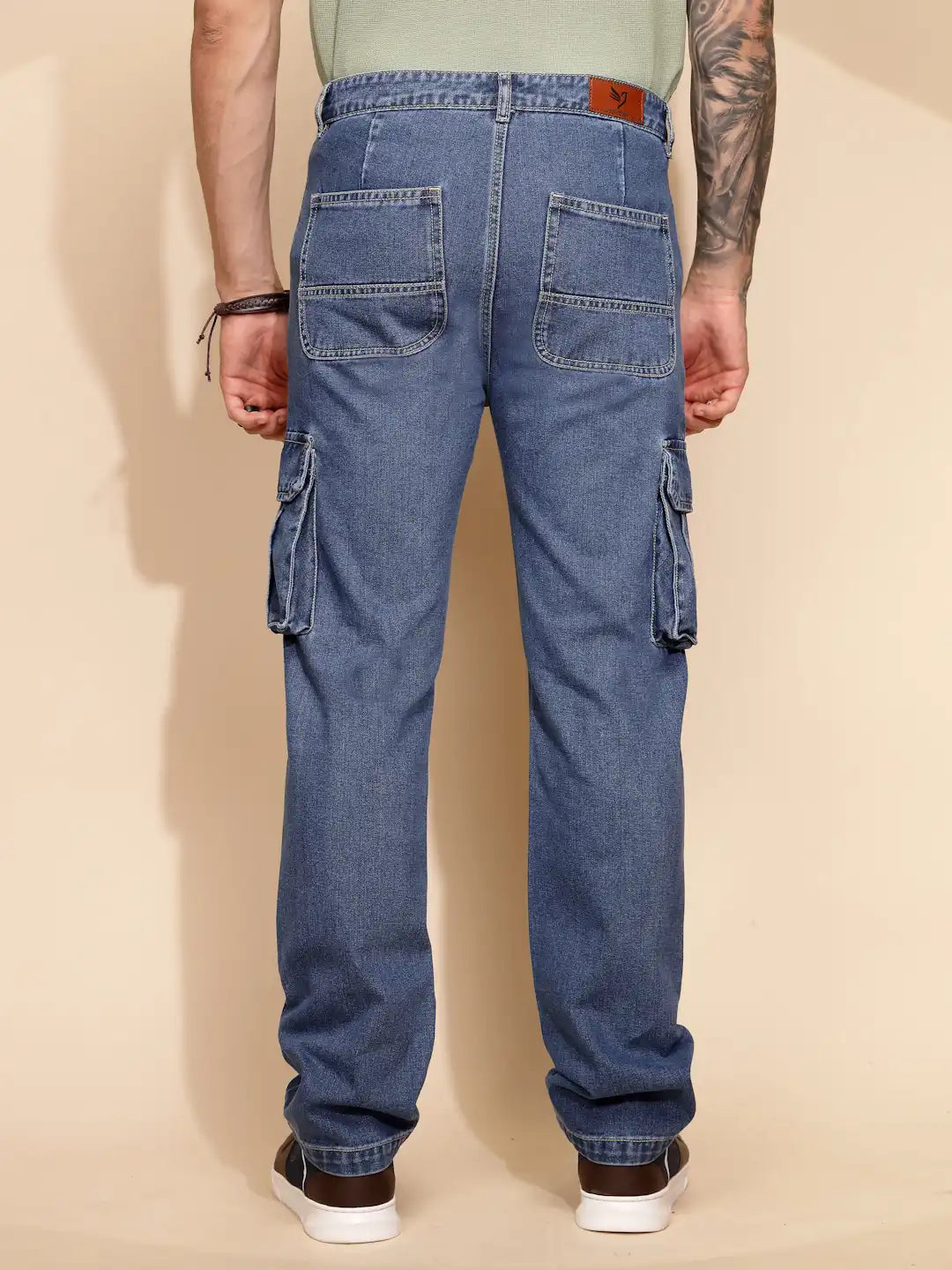 Blue Cotton Blend Cargo Pant - Global Republic