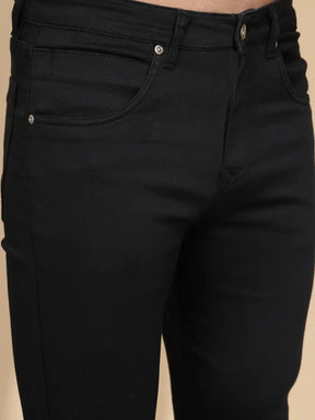 Black Cotton Straight  Fit Trouser For Mens