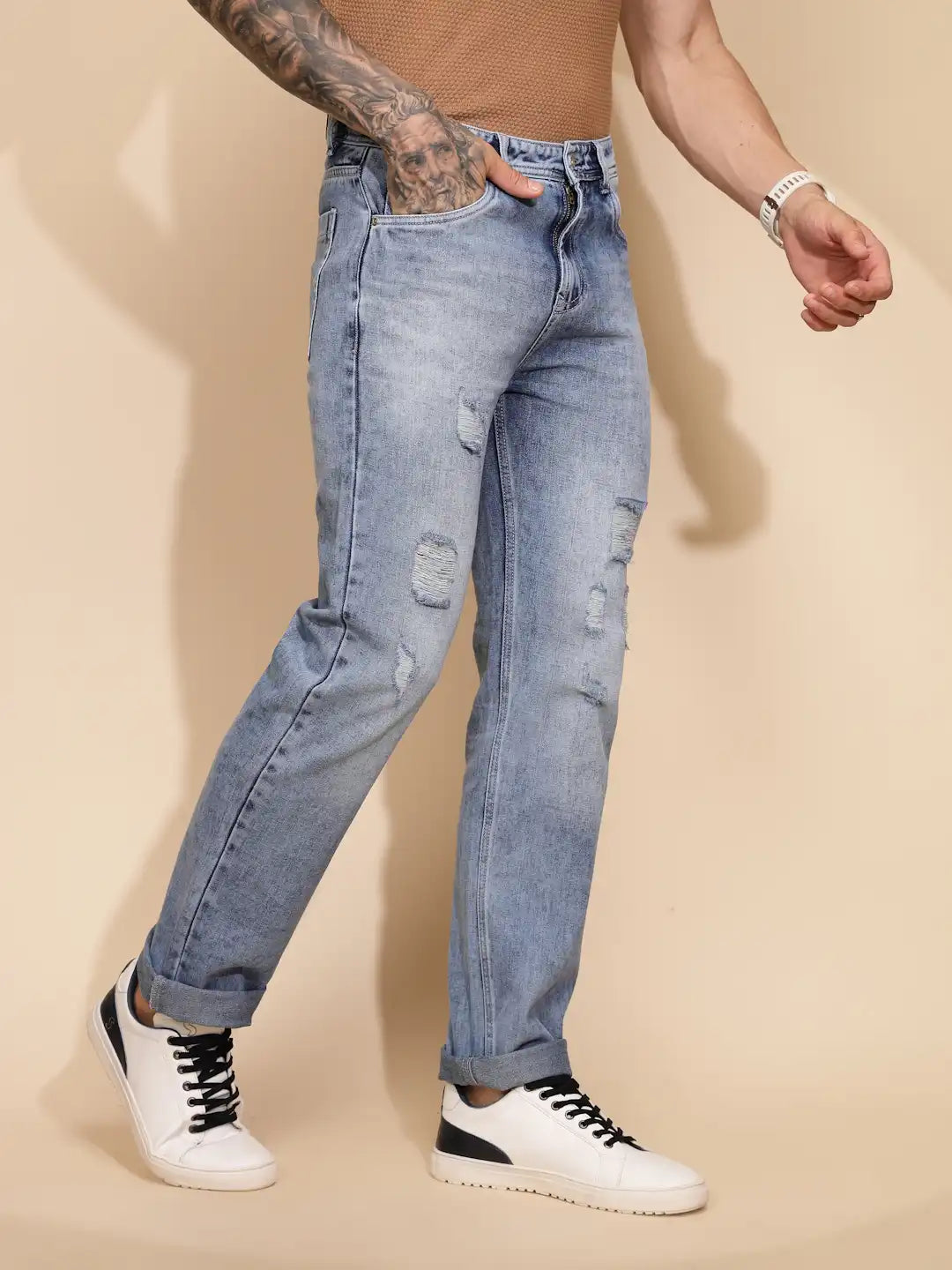 Blue Cotton Blend Jeans - Global Republic