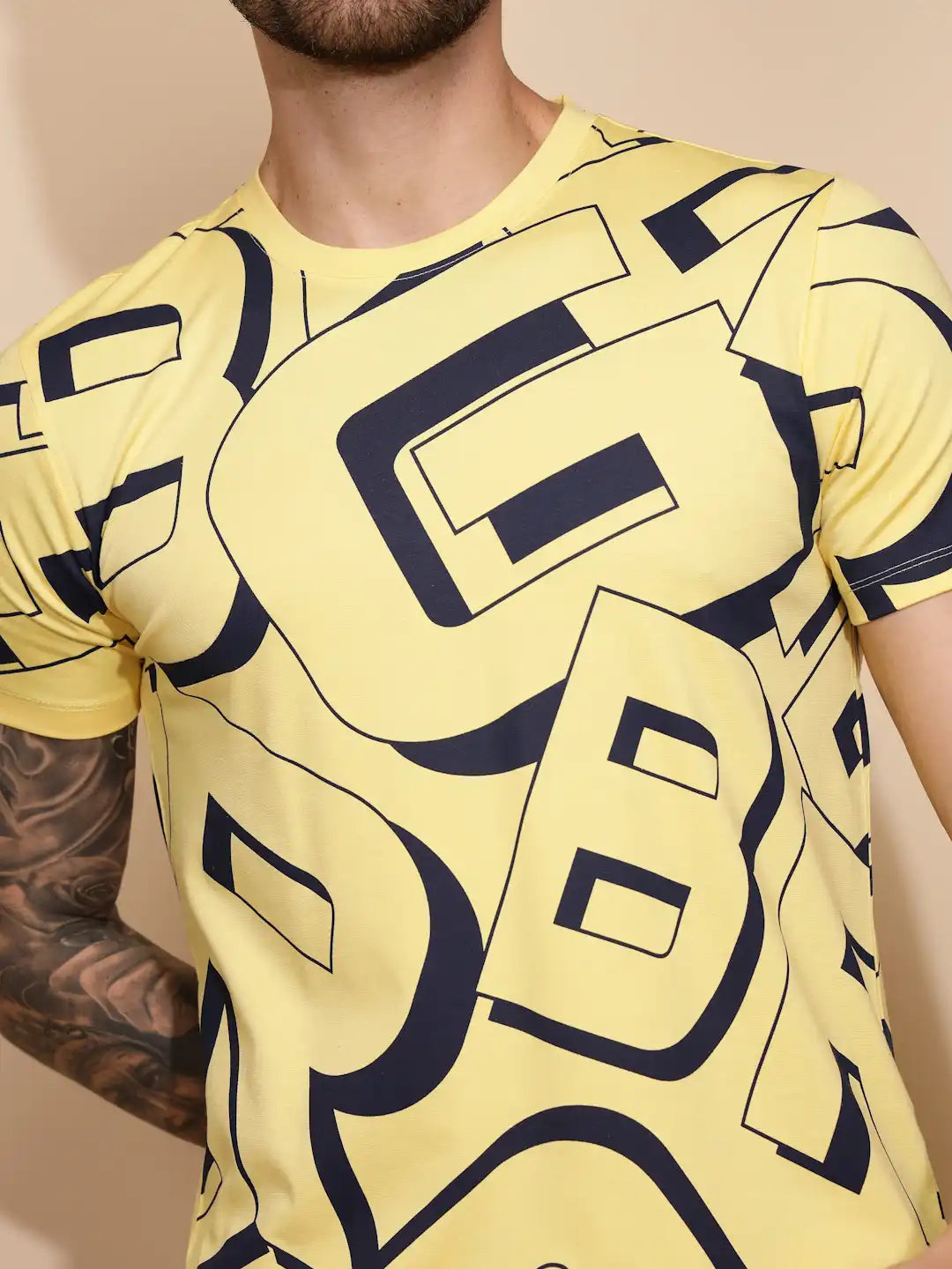 Yellow Viscose Blend Regular Fit Shorts Set For Men - Global Republic