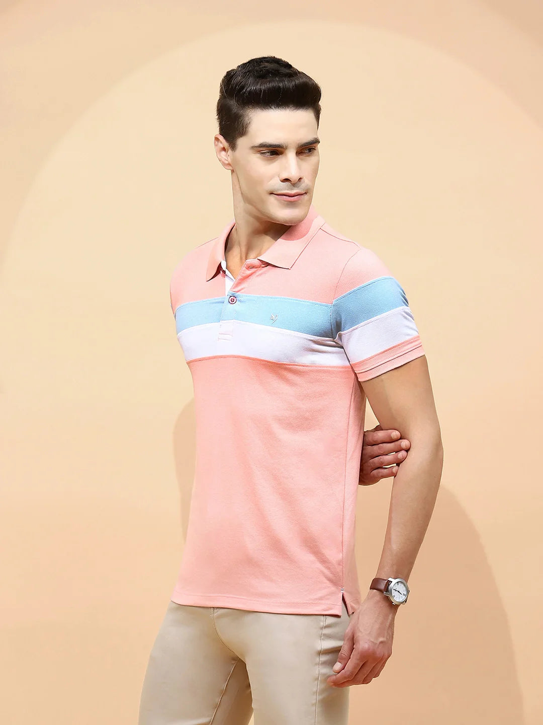 Pink cotton Regular Fit T-Shirt For Men - Global Republic