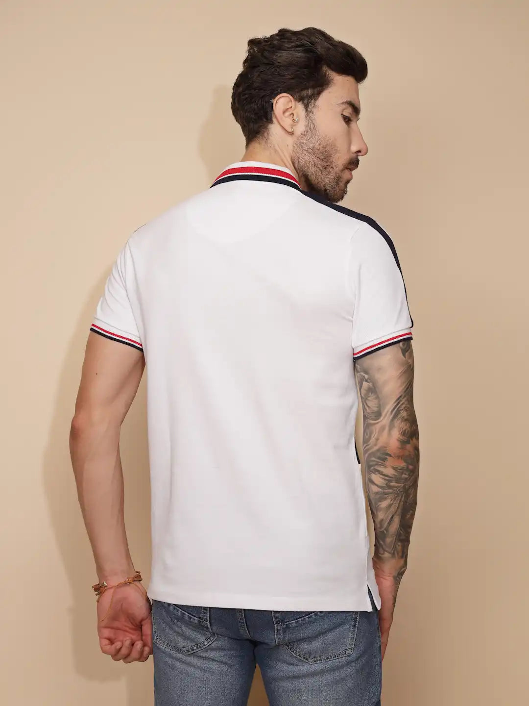 White Cotton Regular Fit T-Shirt For Men - Global Republic