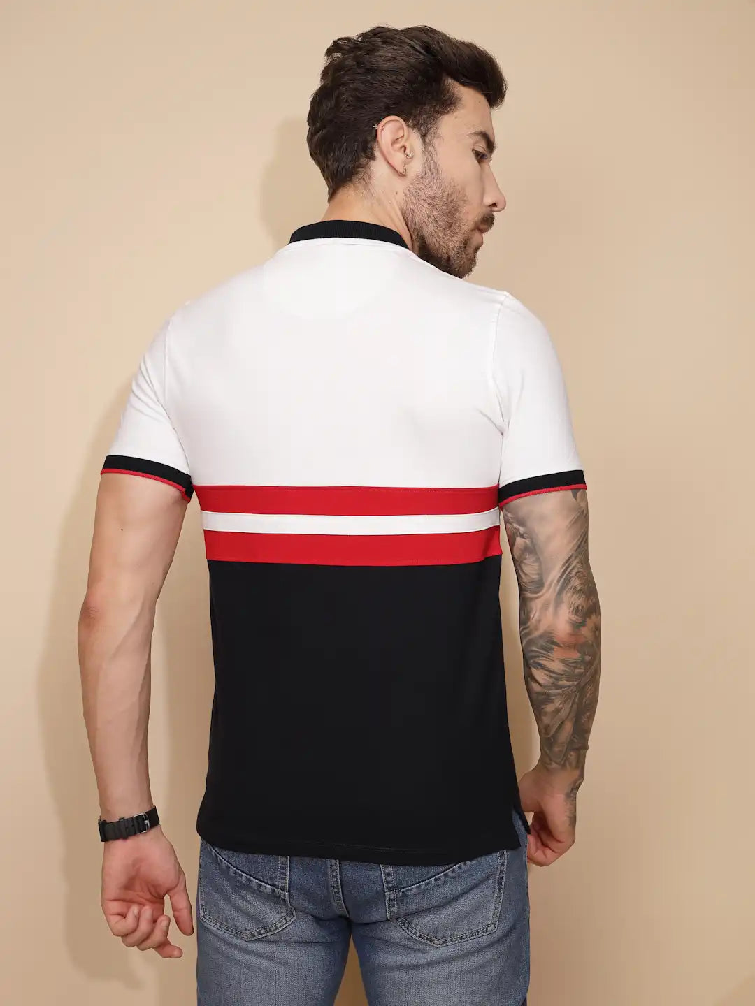 Red Cotton Blend Regular Fit T-Shirt - Global Republic
