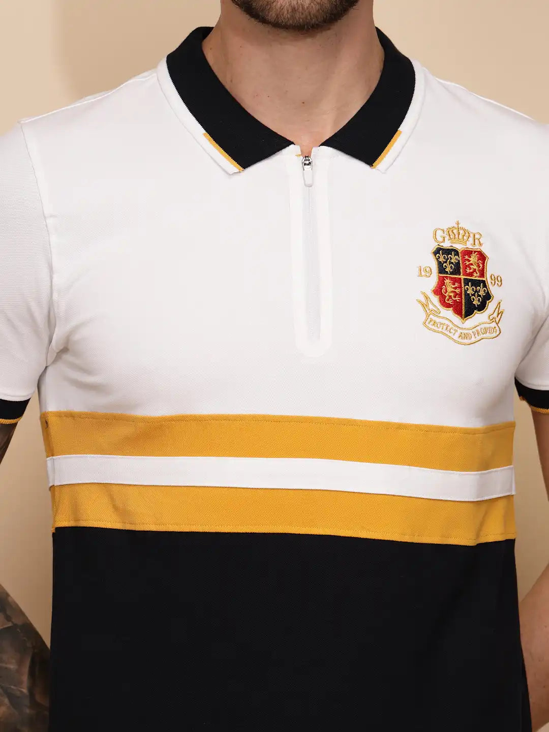 Yellow Cotton Blend Regular Fit T-Shirt For Men - Global Republic