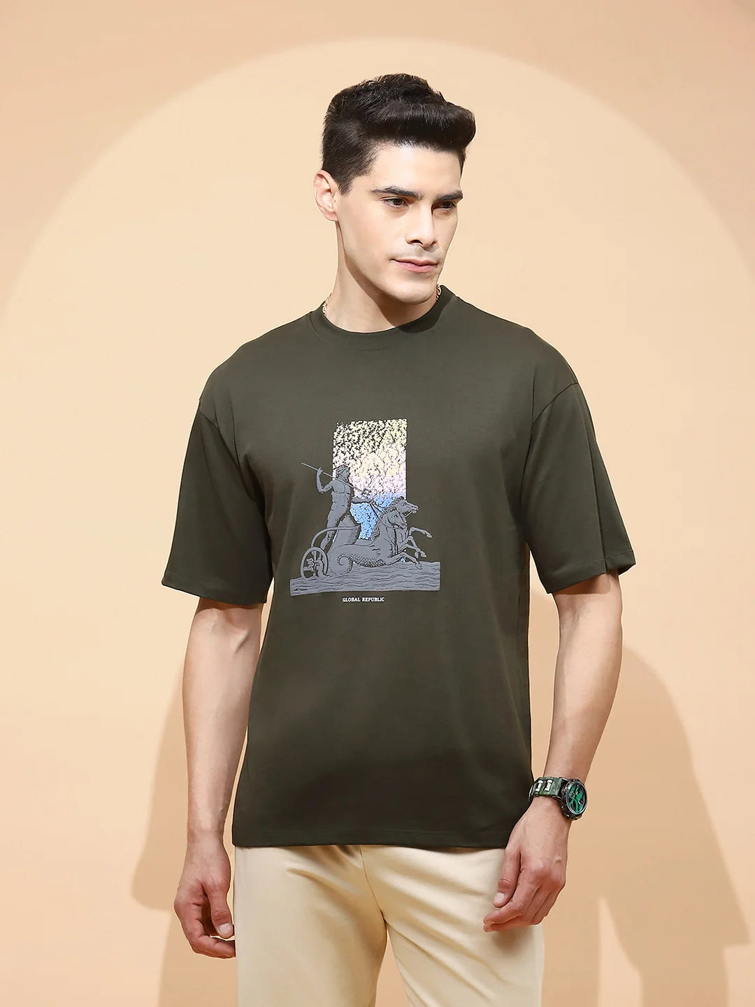 Olive Viscose Blend T-Shirt - Global Republic