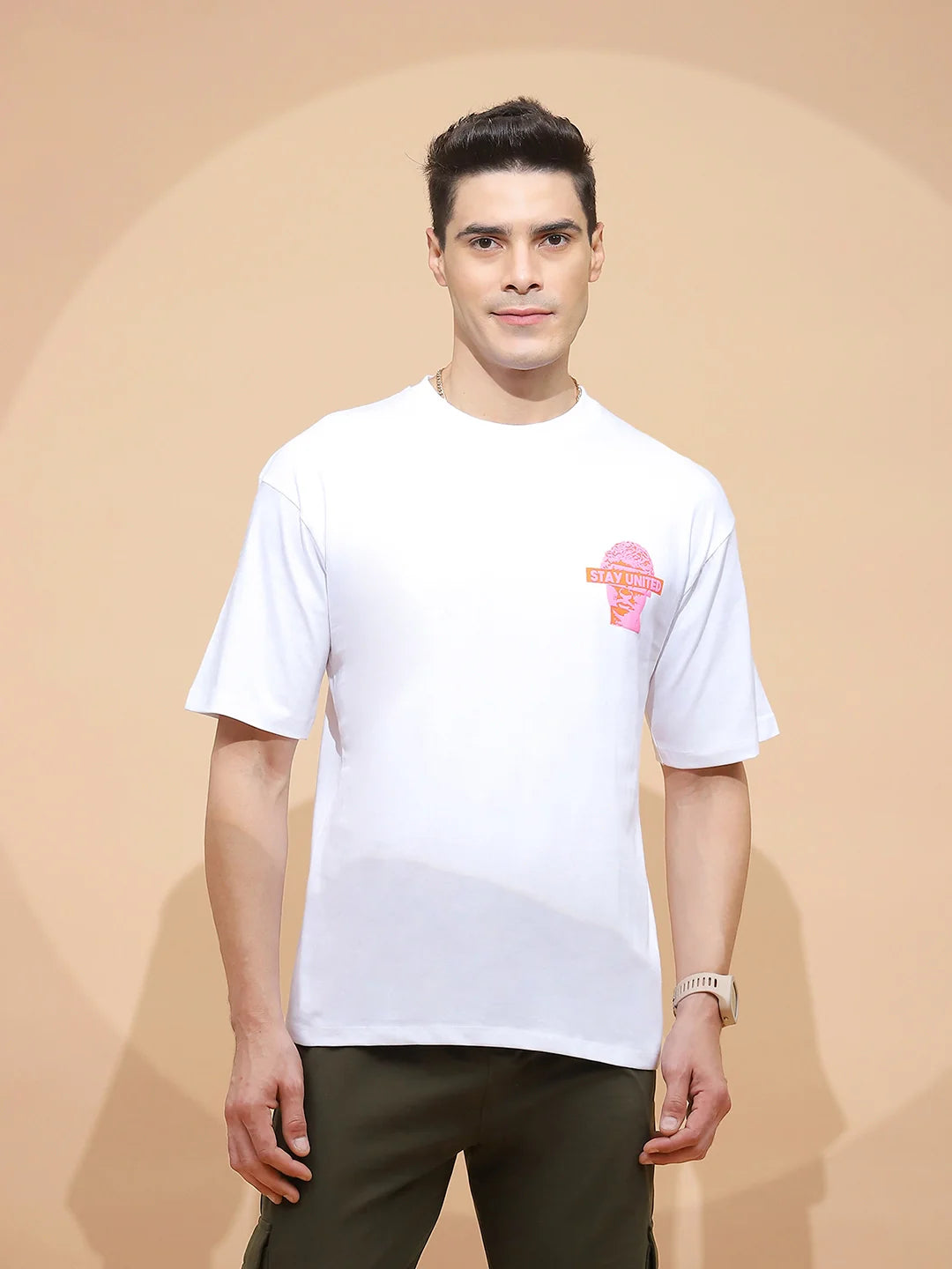 Cotton Regular Fit White T-Shirt - Global Republic