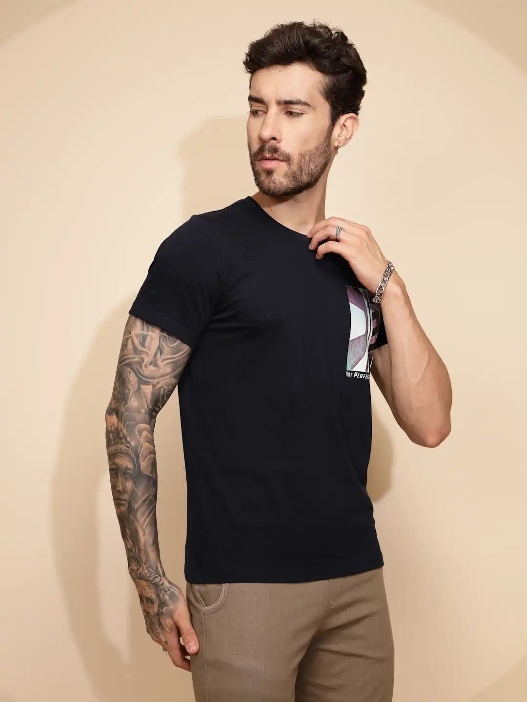 Blue Cotton Regular Fit T-Shirt - Global Republic