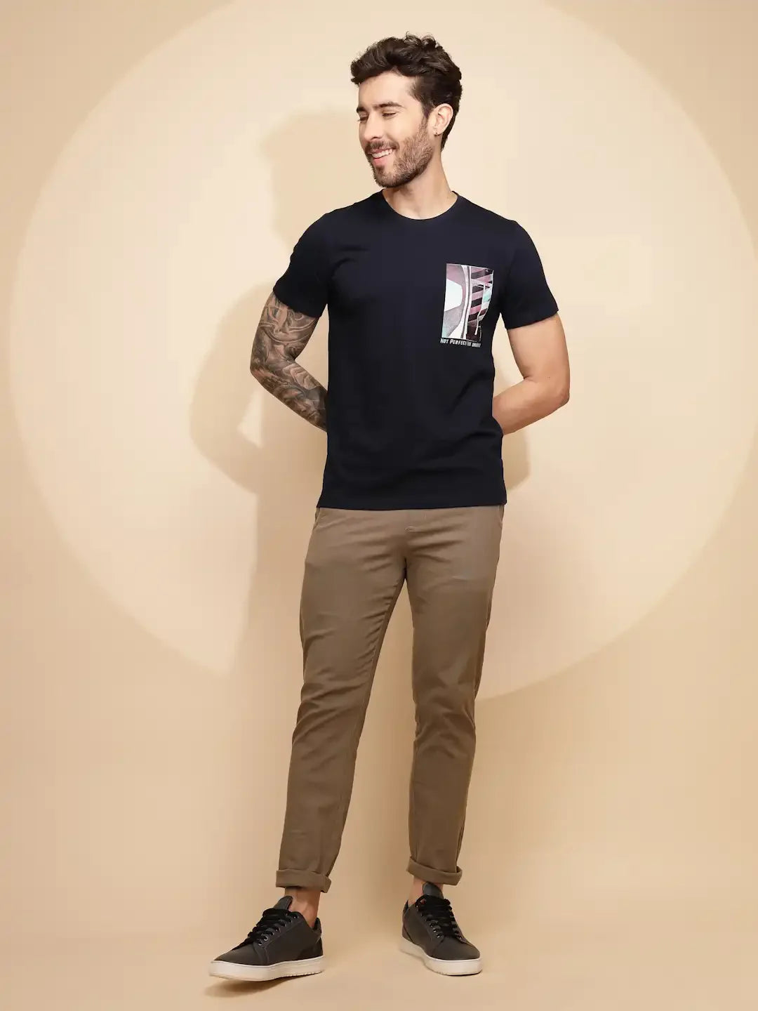 Blue Cotton Regular Fit T-Shirt - Global Republic