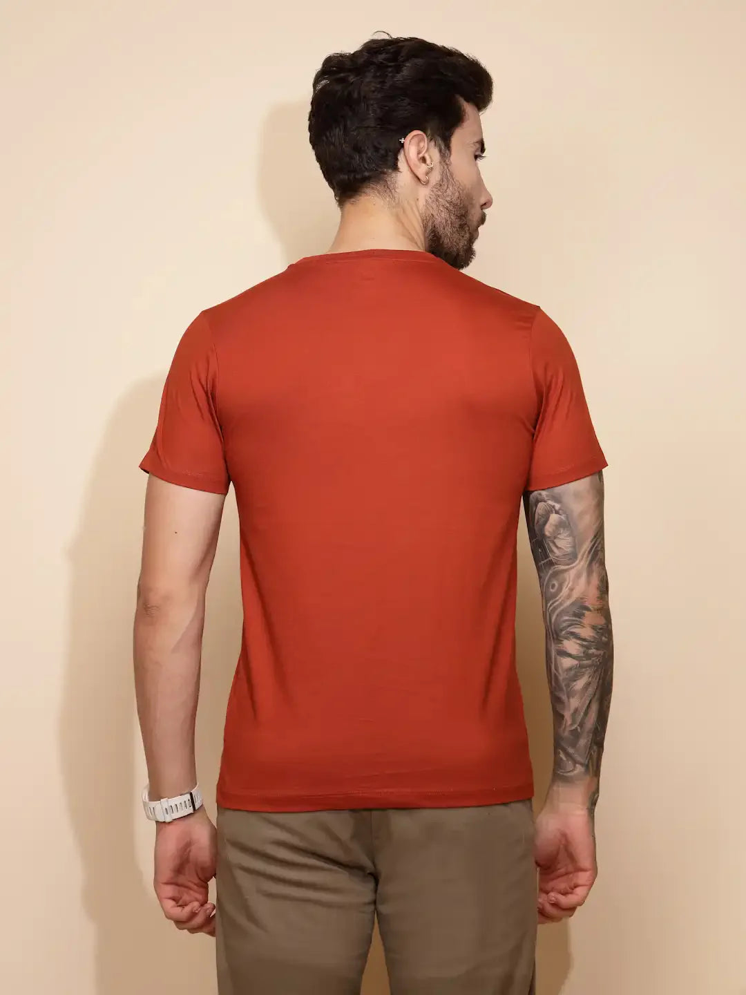 Orange Cotton Regular Fit T-Shirt - Global Republic