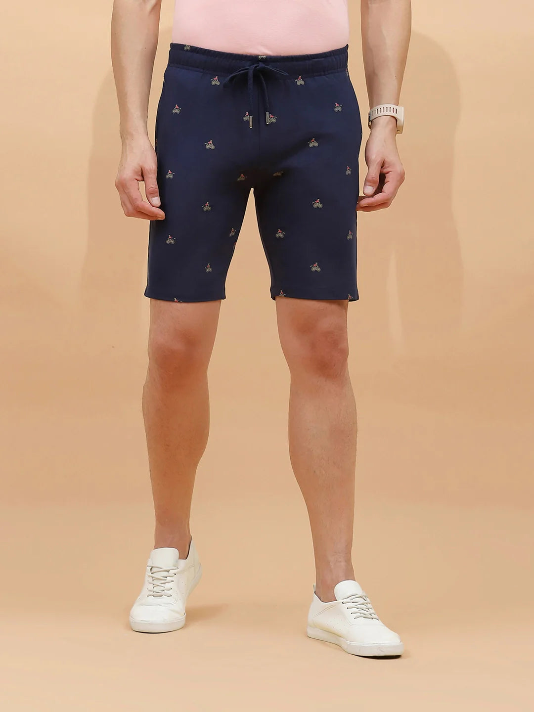 Navy Cotton Regular Fit Shorts For Men - Global Republic