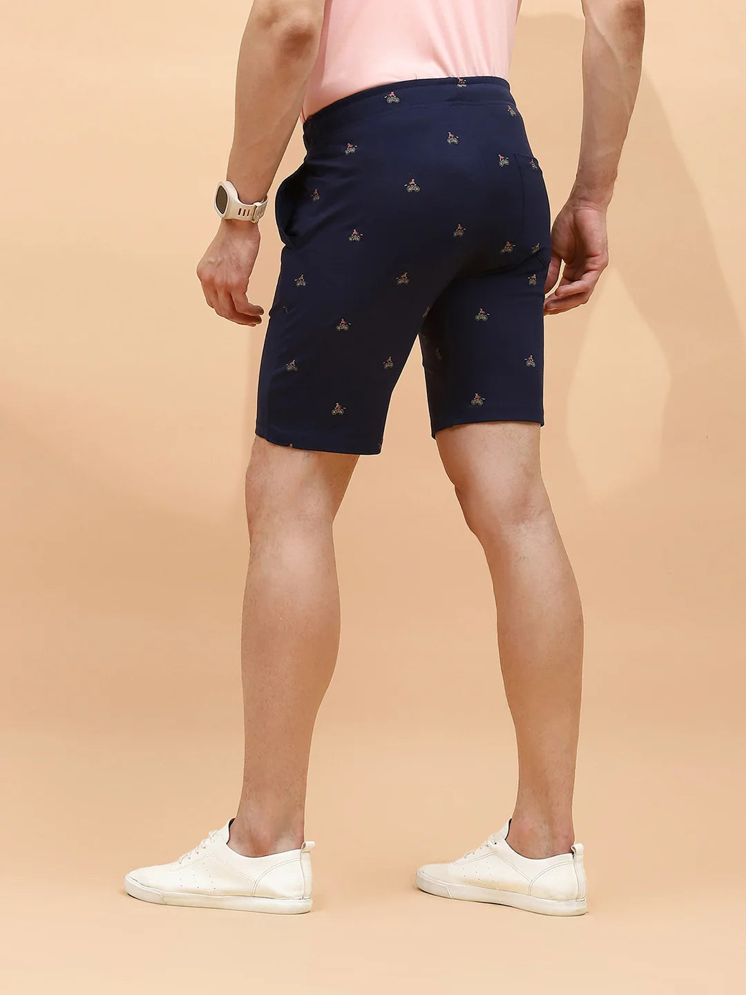 Navy Cotton Regular Fit Shorts For Men - Global Republic