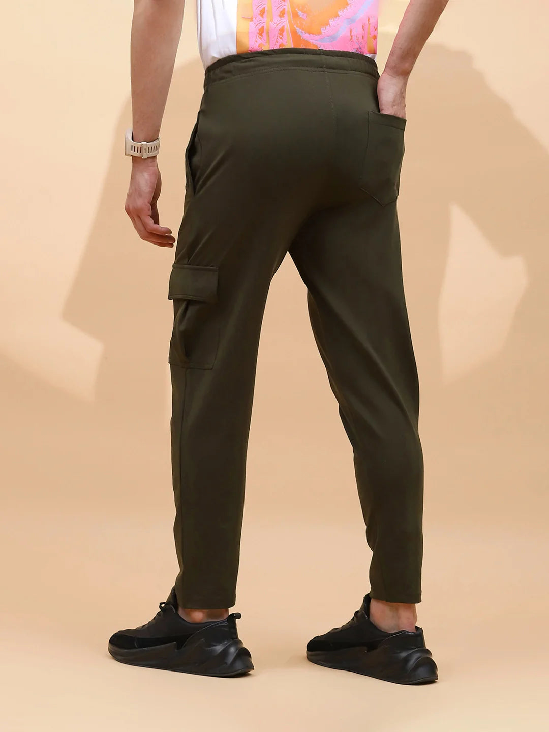 Olive Cotton Regular Fit Cargo For Men - Global Republic