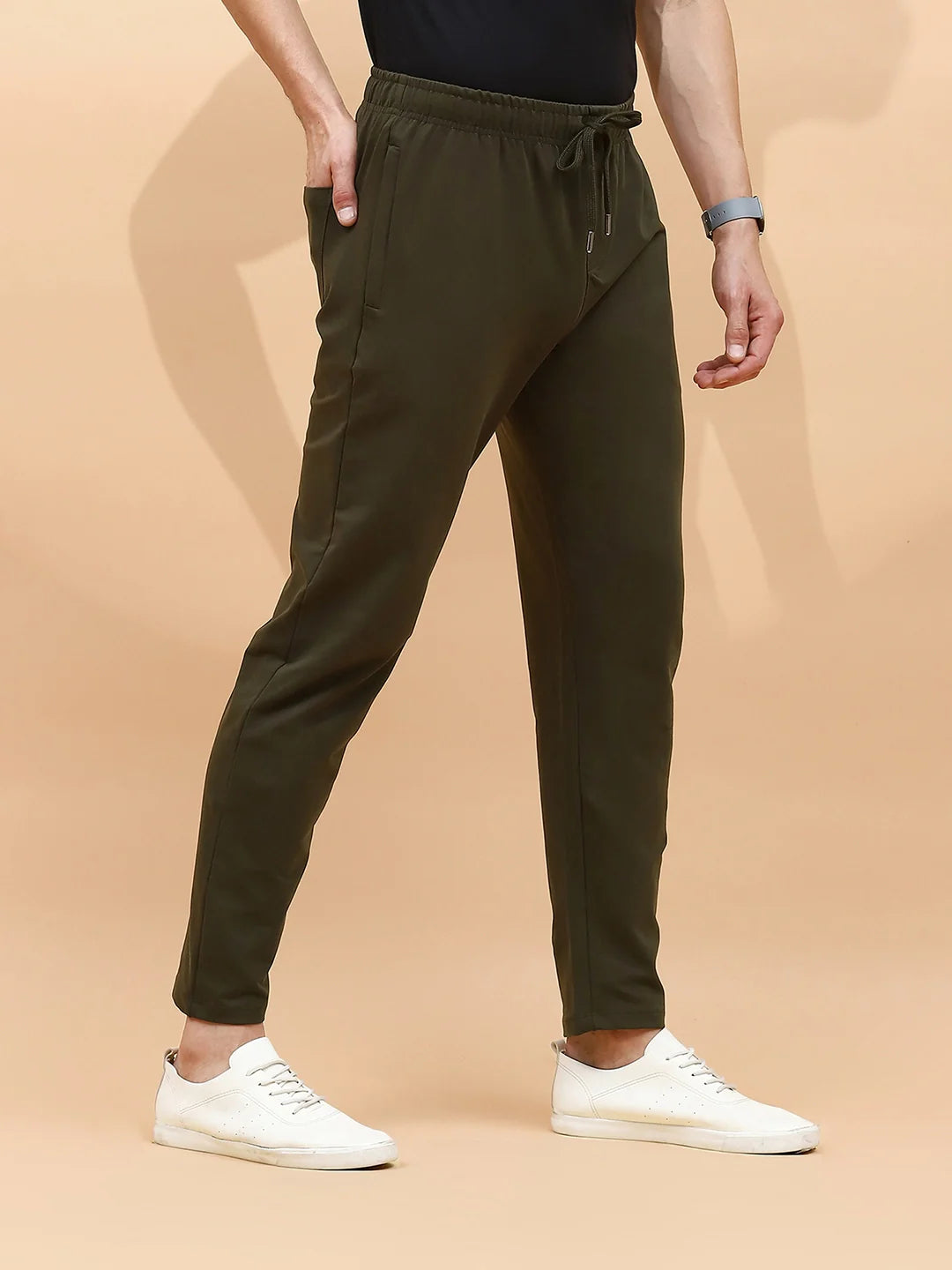 Olive Cotton Regular Fit Lower For Men - Global Republic
