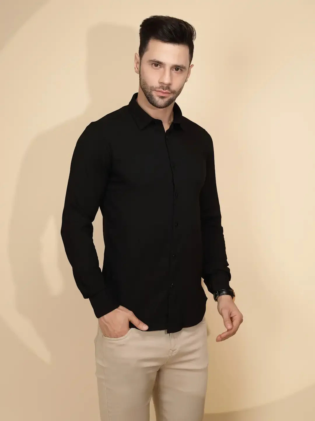 Black Tailored Fit Shirt For Men - Global Republic