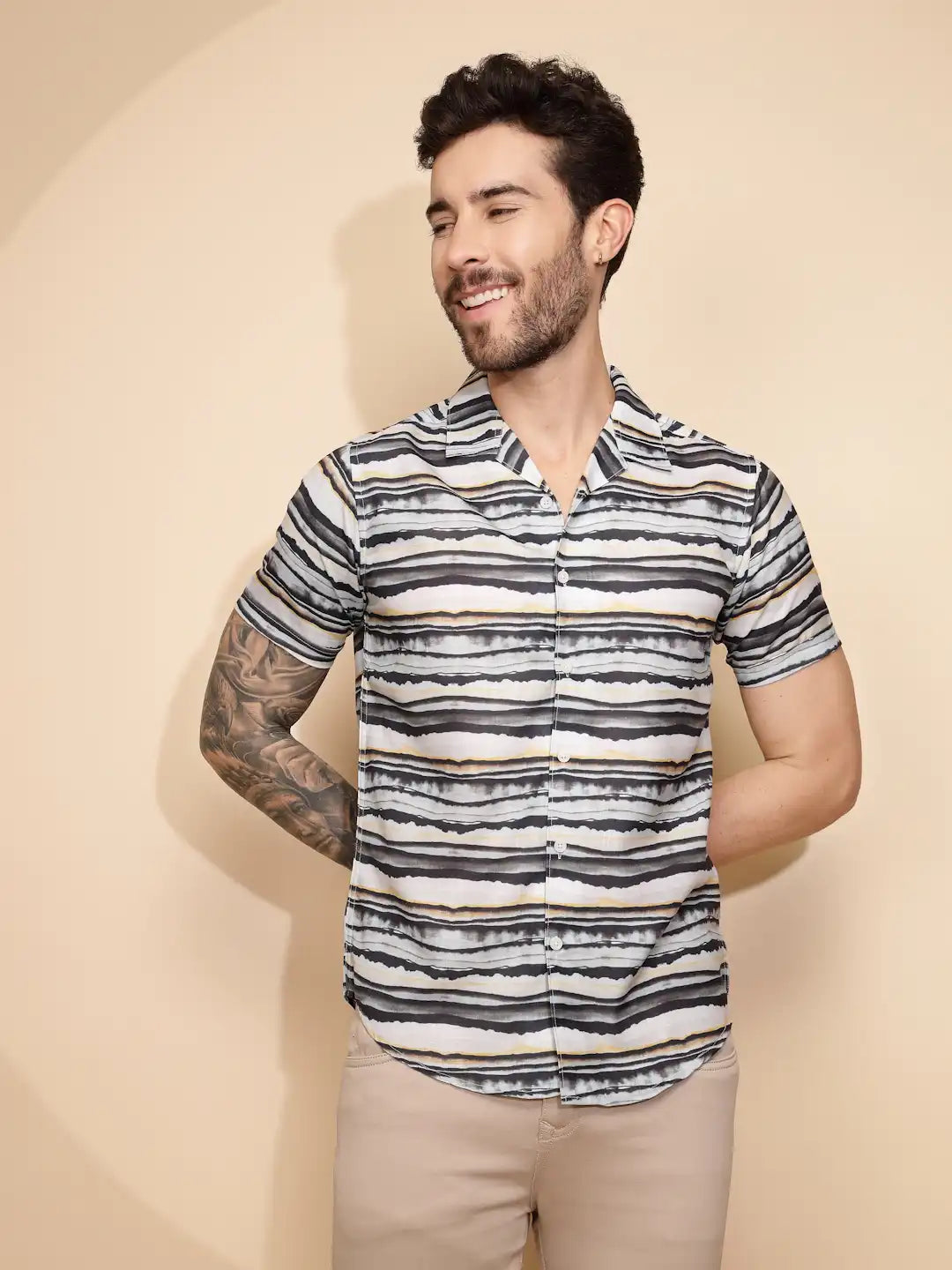 Multicolor Rayon Regular Fit Shirt For Men - Global Republic