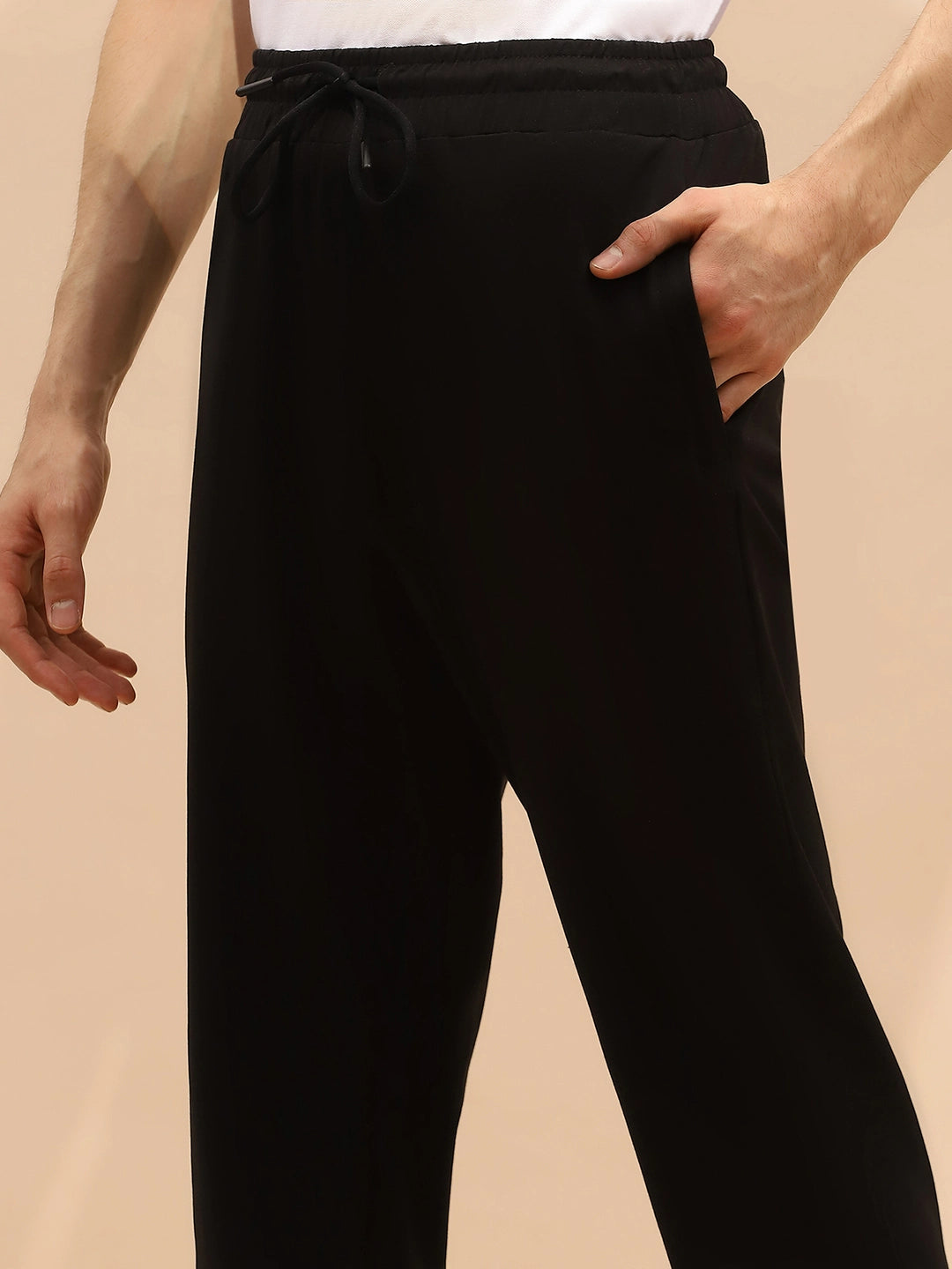 Black Cotton Regular Fit Blend Lower - Global Republic