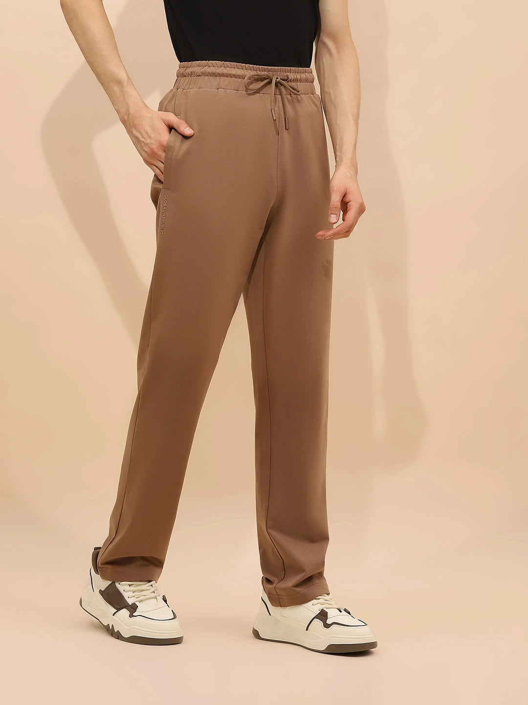 Camel Cotton Blend Regular Fit Lower - Global Republic