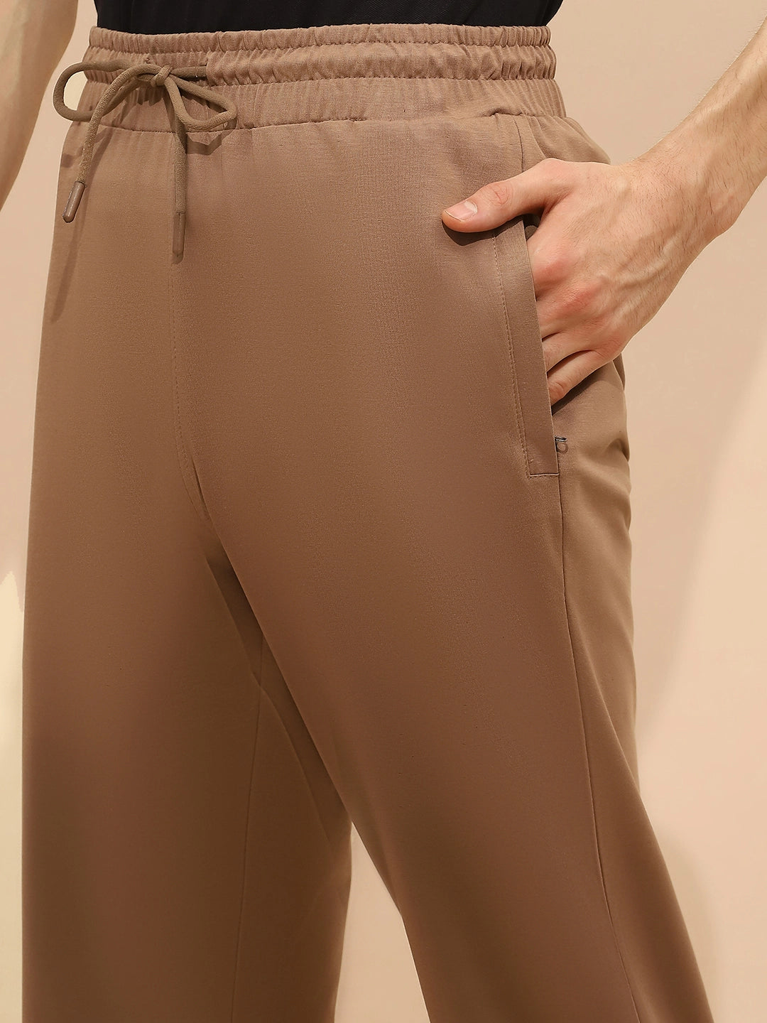 Camel Cotton Blend Regular Fit Lower - Global Republic