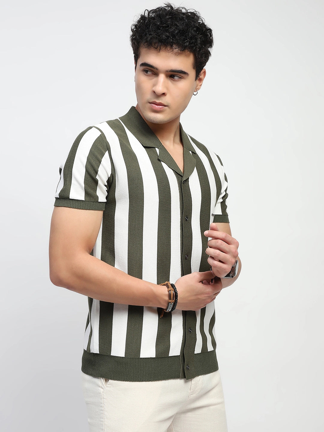 Striped Knitted Viscose Shirt - Global Republic