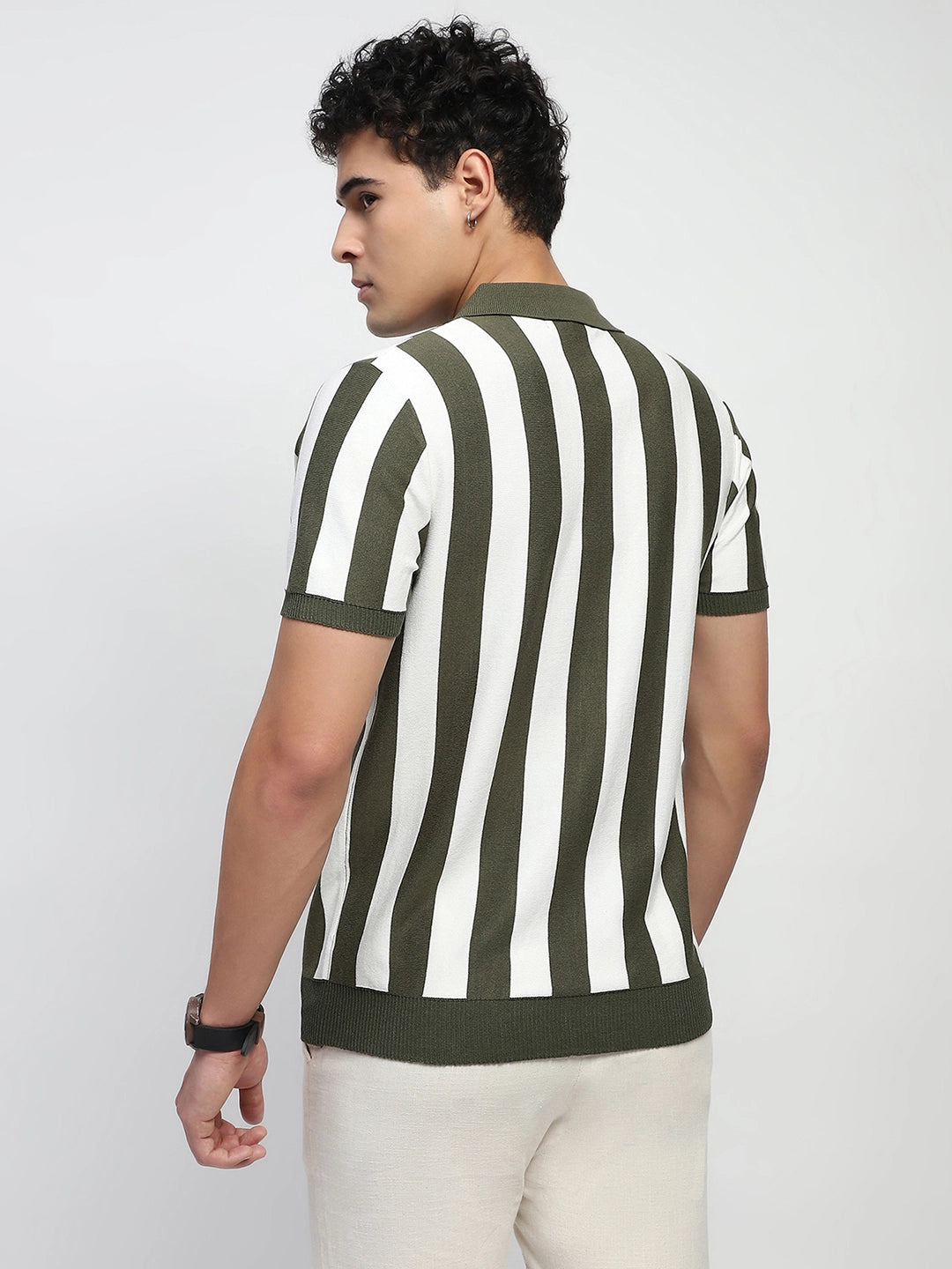 Striped Knitted Viscose Shirt - Global Republic