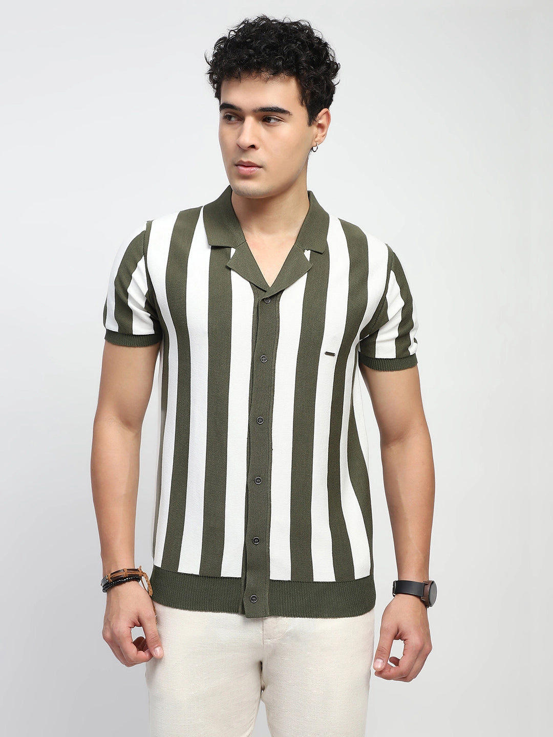 Striped Knitted Viscose Shirt - Global Republic