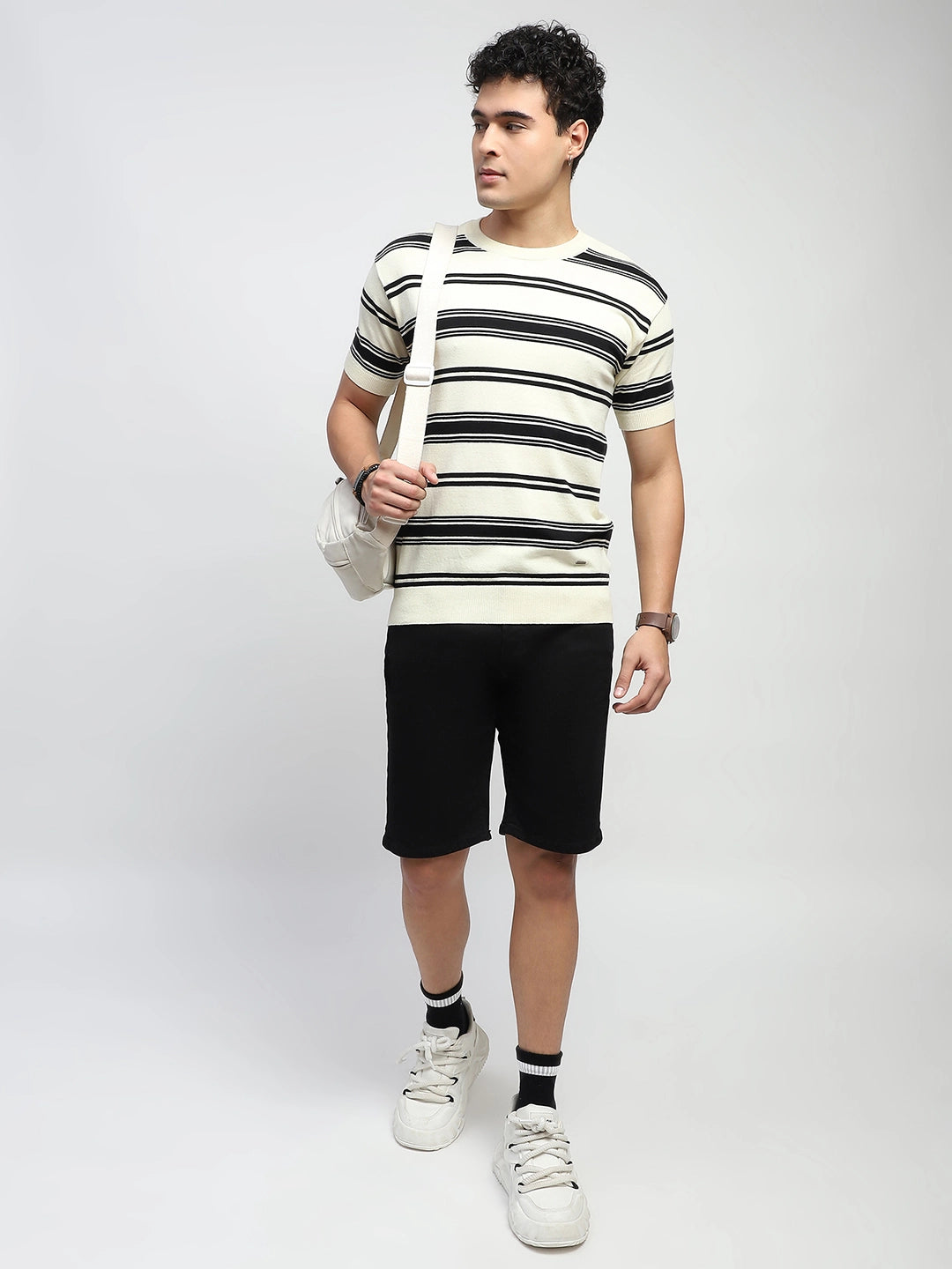 Striped Knitted Cotton T-Shirt - Global Republic