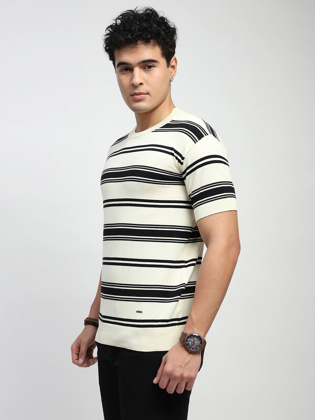 Striped Knitted Cotton T-Shirt - Global Republic