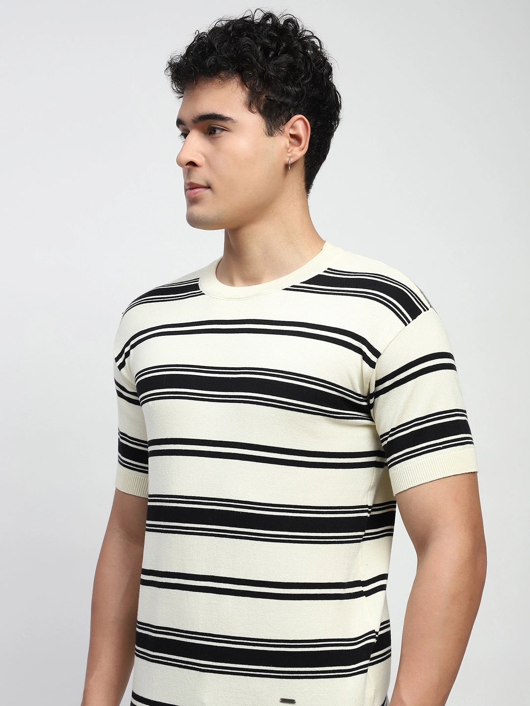 Striped Knitted Cotton T-Shirt - Global Republic