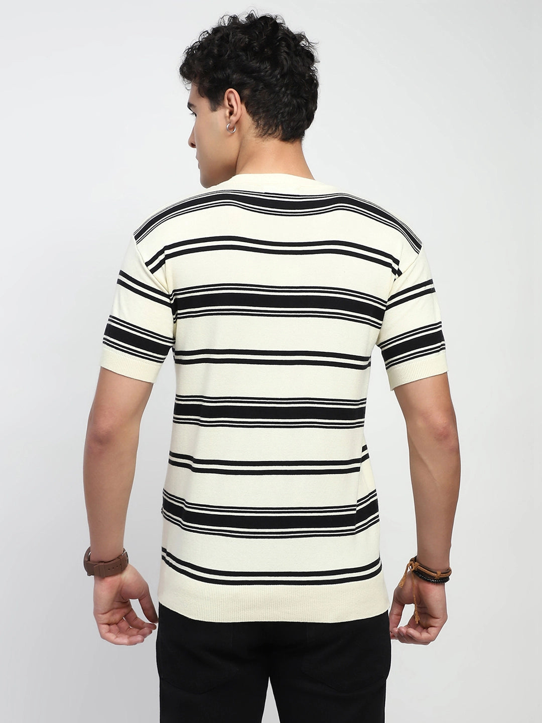 Striped Knitted Cotton T-Shirt - Global Republic