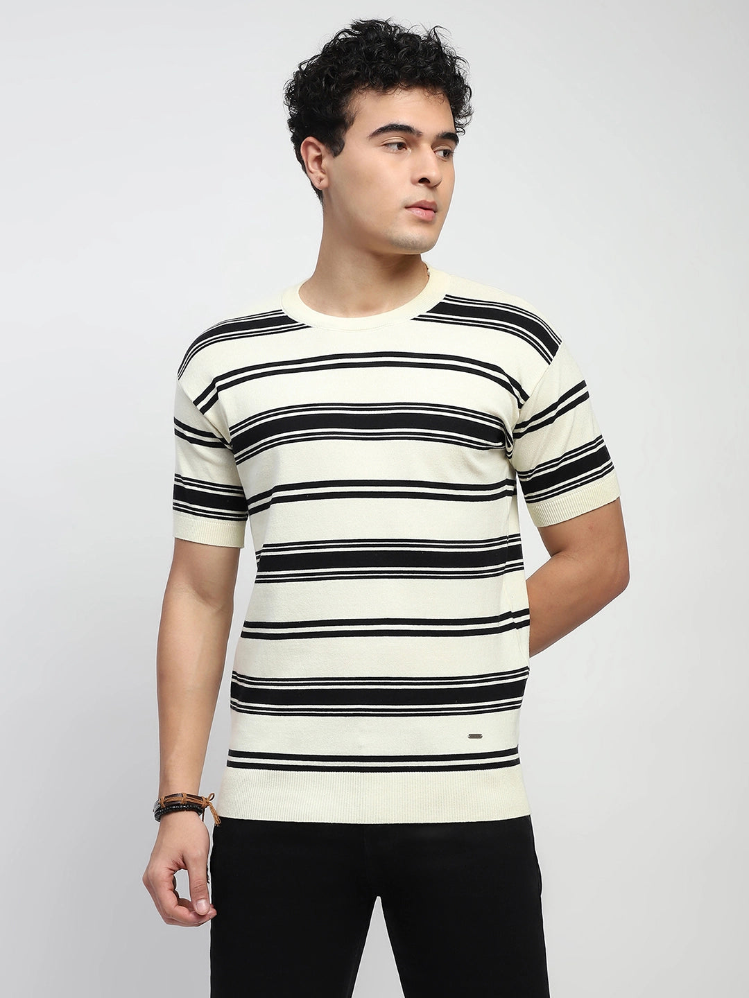 Striped Knitted Cotton T-Shirt - Global Republic