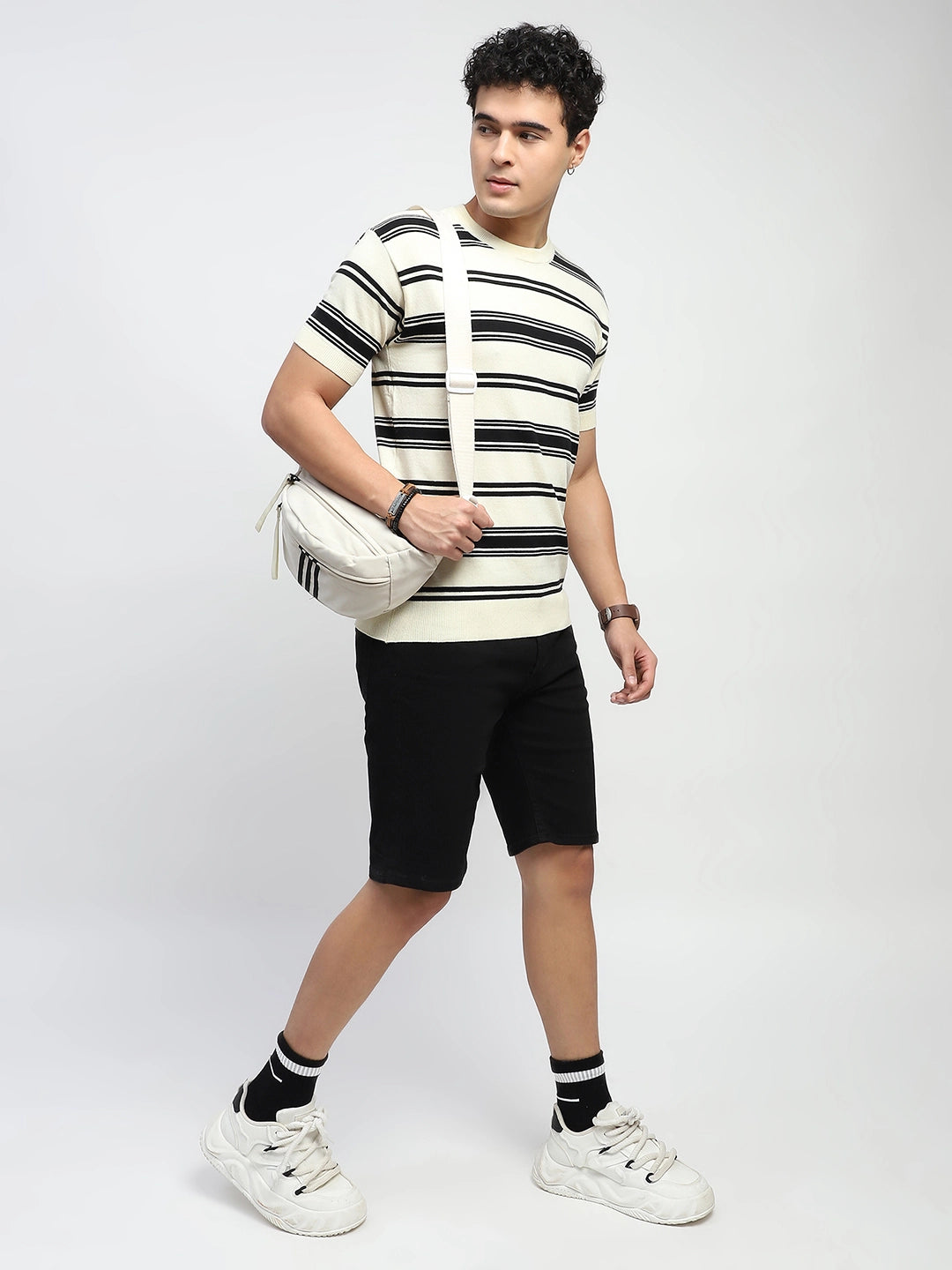 Striped Knitted Cotton T-Shirt - Global Republic