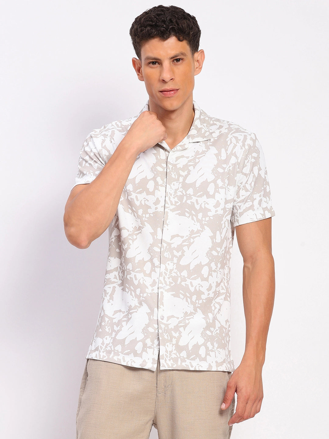 Beige Abstract Print Shirt - Global Republic