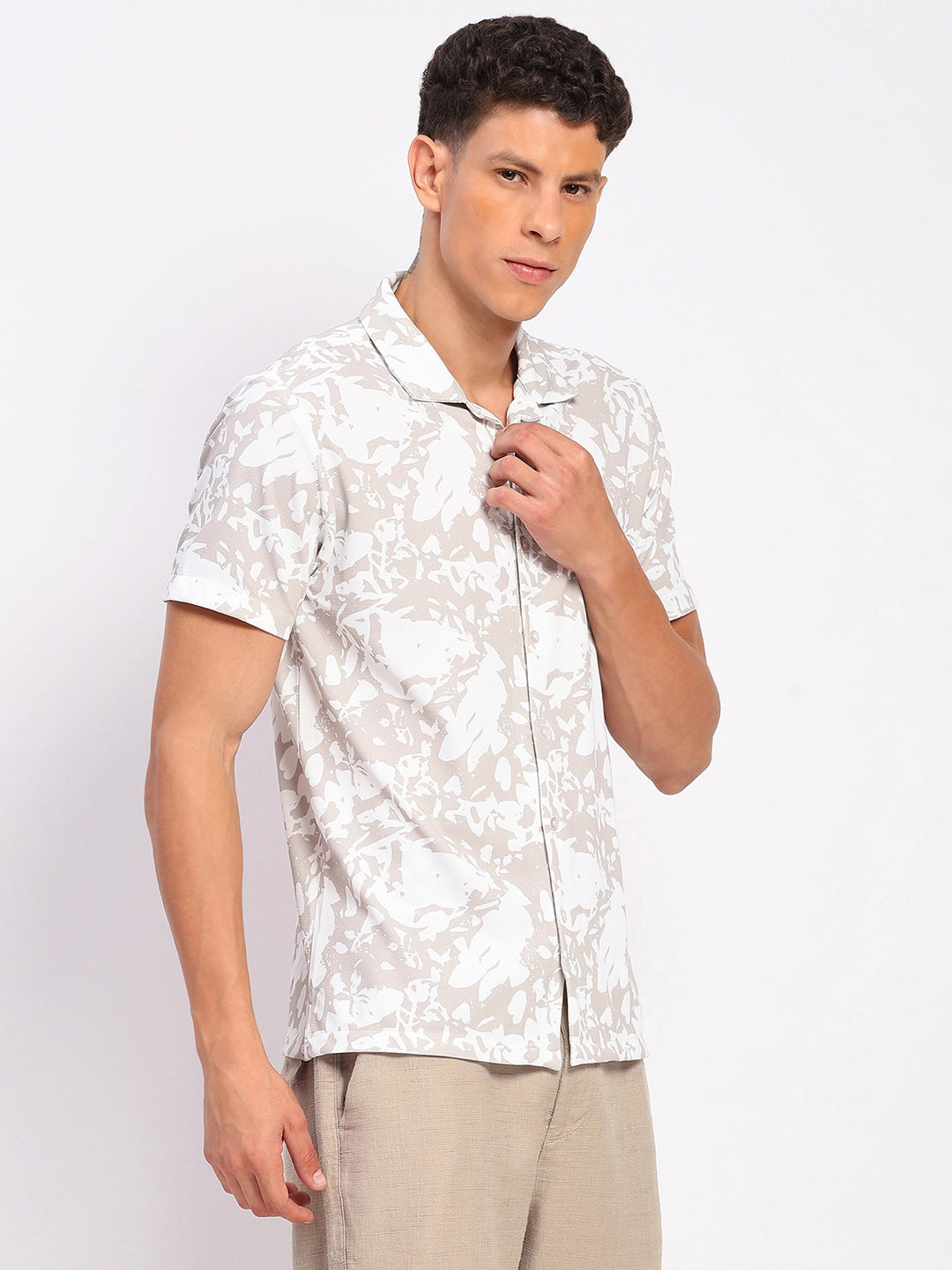 Beige Abstract Print Shirt - Global Republic