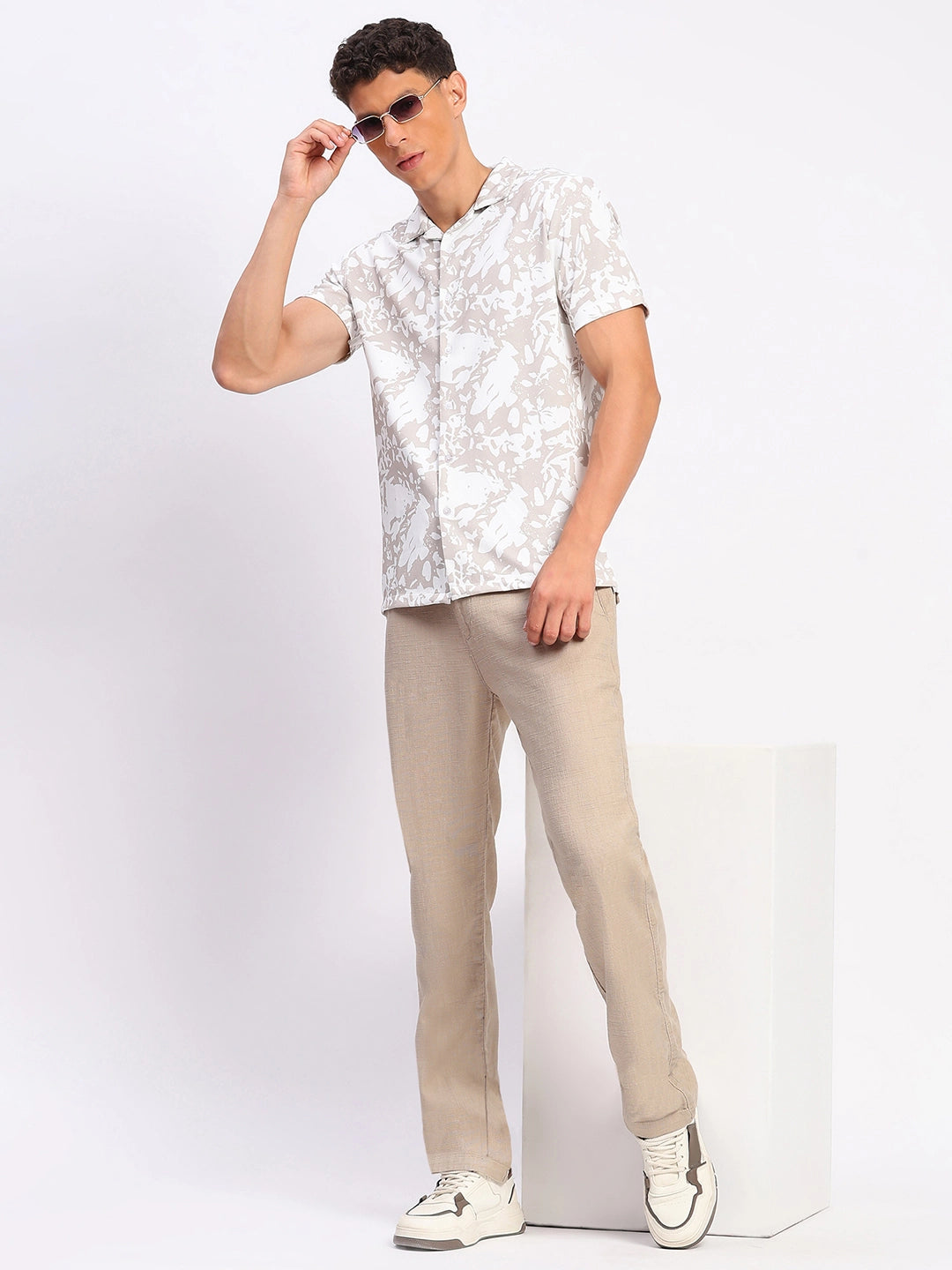 Beige Abstract Print Shirt - Global Republic