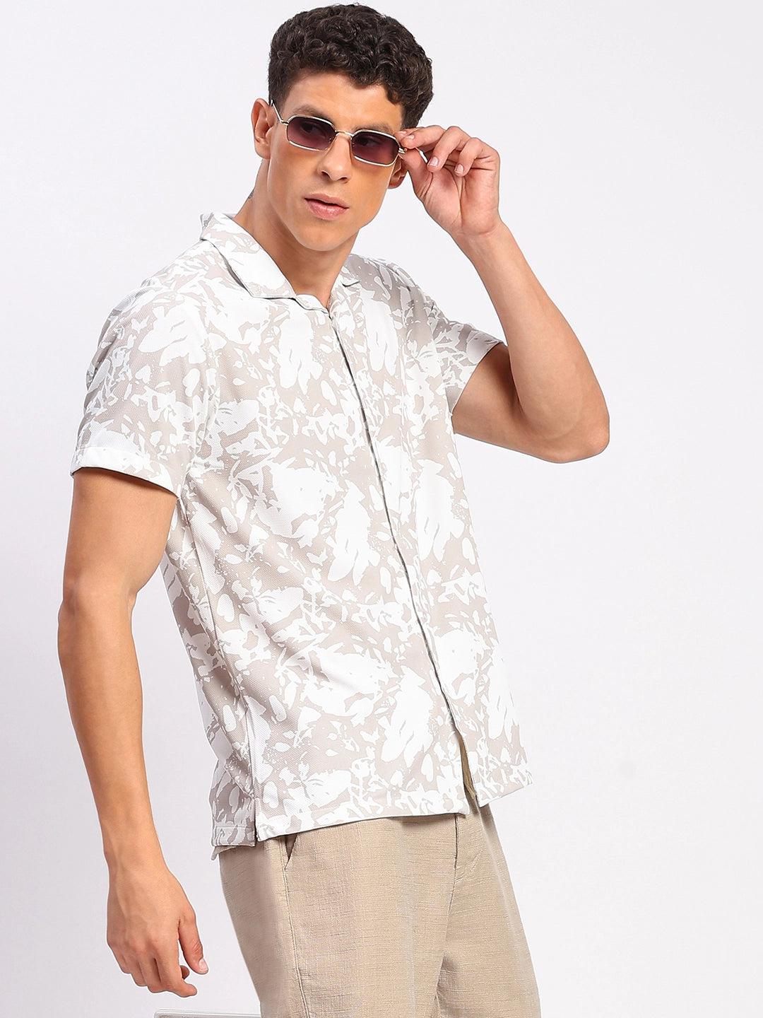 Beige Abstract Print Shirt - Global Republic