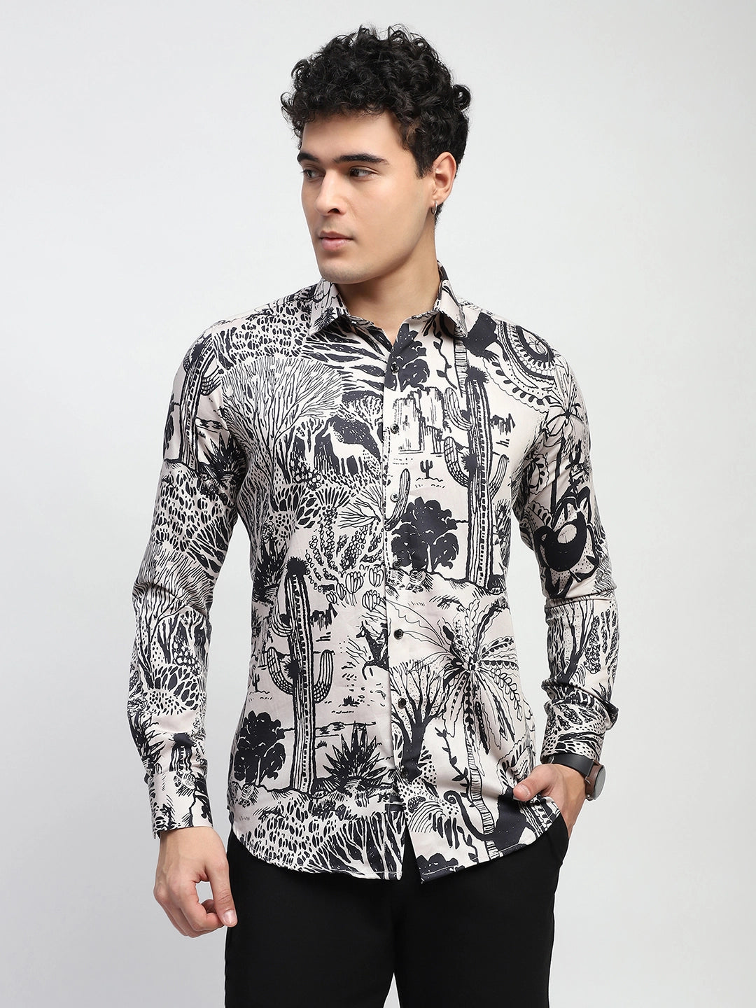 Tropical Print Cotton Regular Fit Shirt - Global Republic