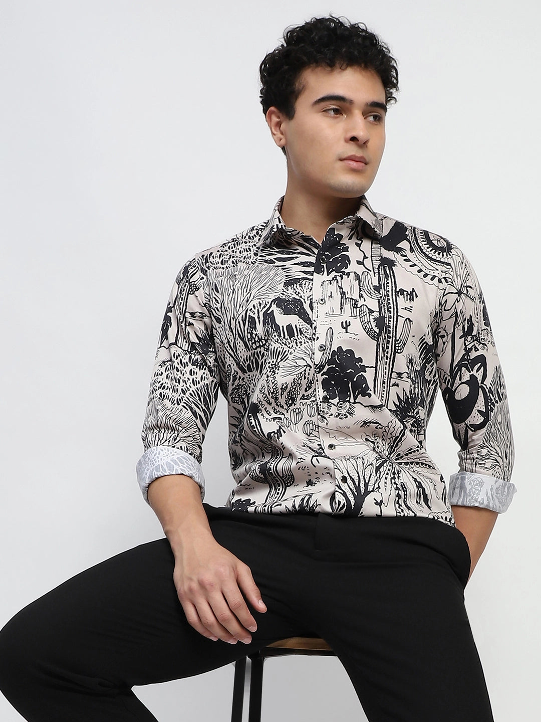 Tropical Print Cotton Regular Fit Shirt - Global Republic