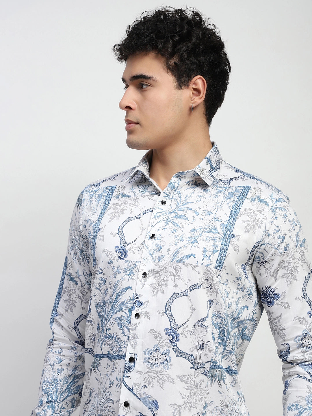 White Tropical Cotton Regular Fit Shirt - Global Republic