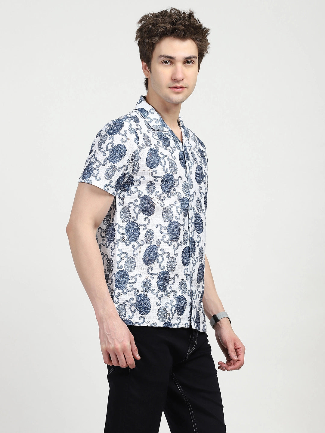 Blue Floral Print Shirt - Global Republic