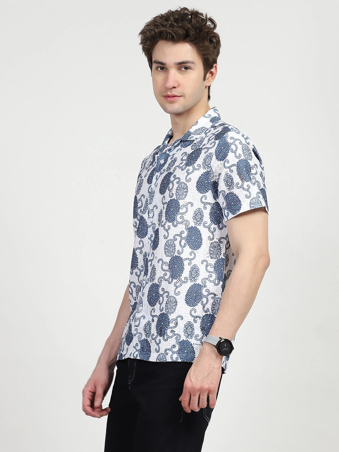 Blue Floral Print Shirt - Global Republic