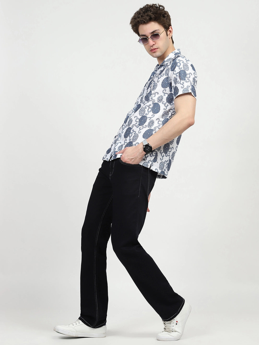 Blue Floral Print Shirt - Global Republic