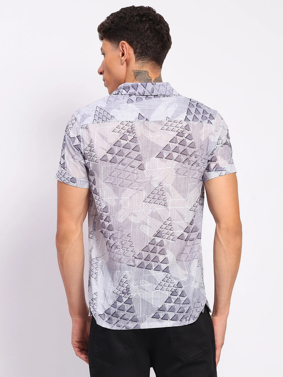 Grey Abstract Print Shirt - Global Republic