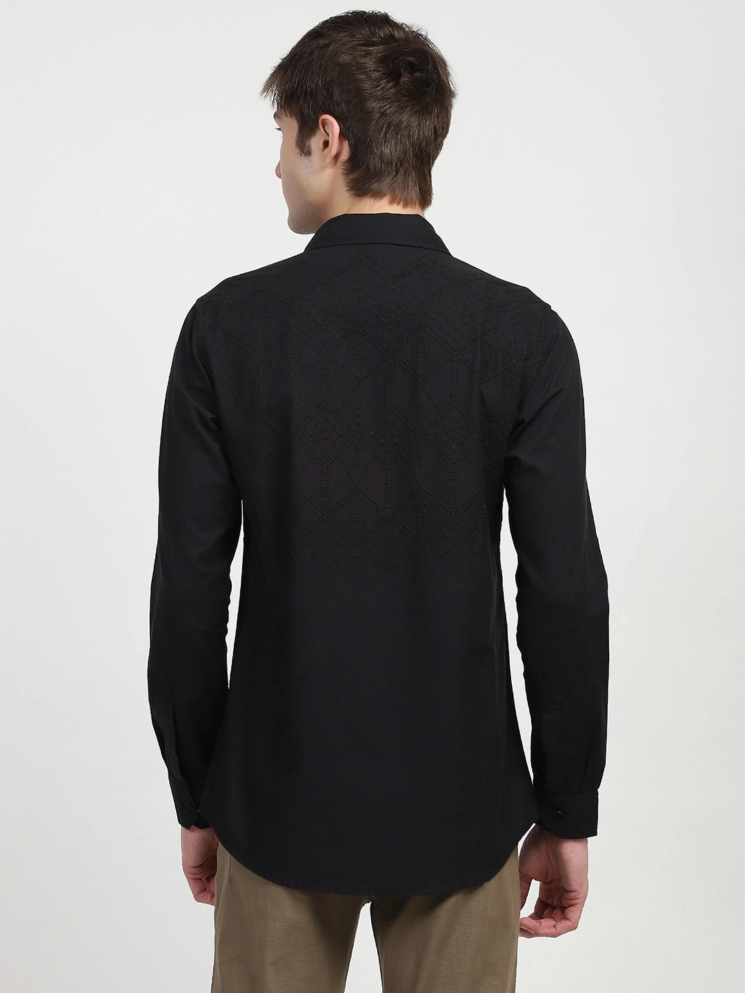 Black Embroidered Cotton Shirt - Global Republic