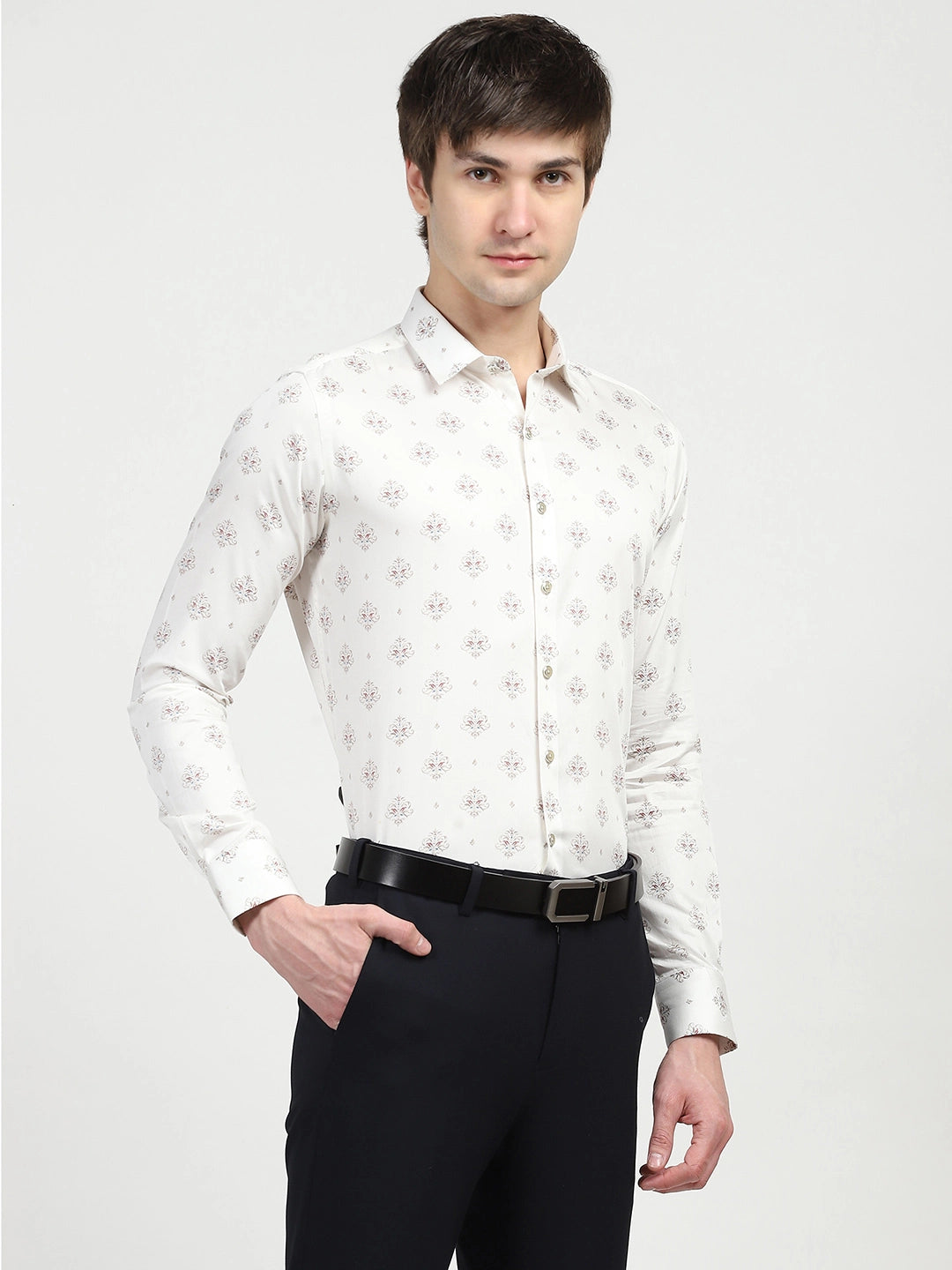White Printed Cotton Shirt - Global Republic