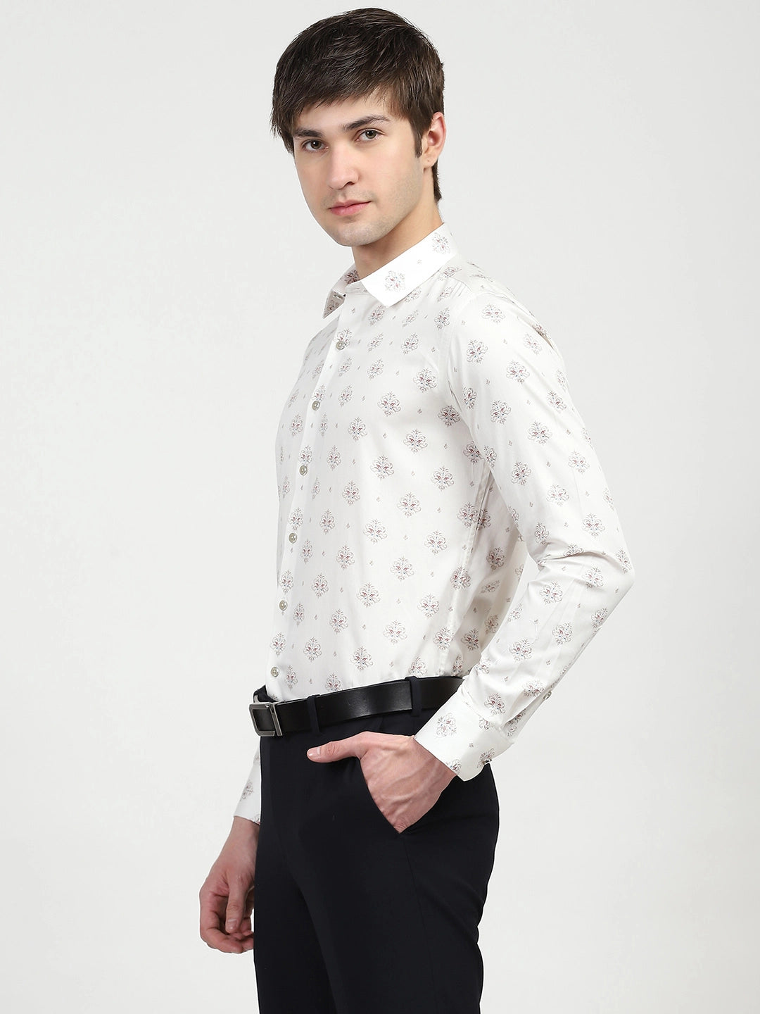 White Printed Cotton Shirt - Global Republic